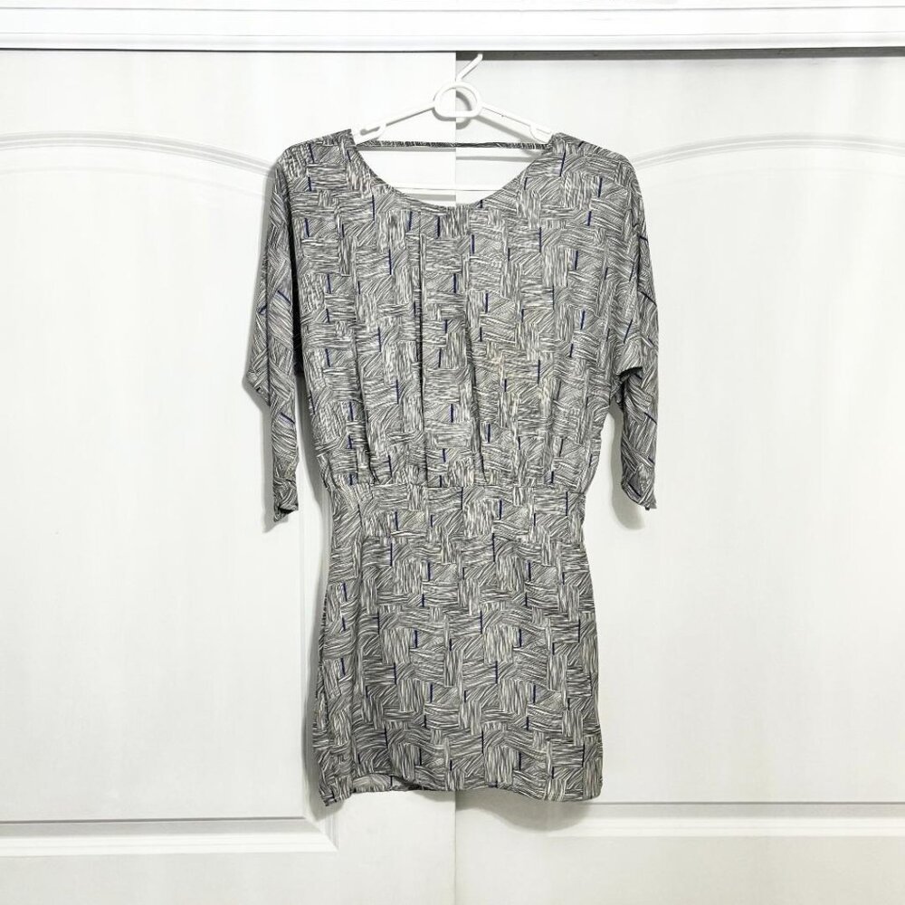 Silence + Noise Black White Blue Edgy Dolman Sleeve Mini Dress, Size 0